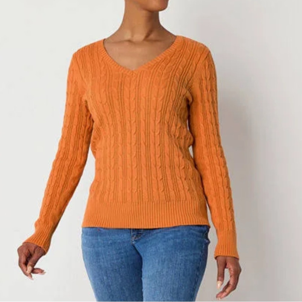 St. John’s Bay Women's Orange Cable Knit Sweater size M
